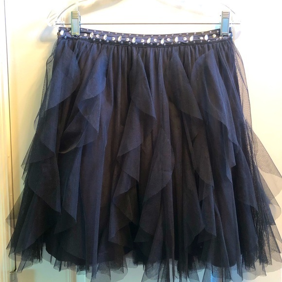 Beautiful Tulle Skirt with Rhinestone Waistband Size 9 Black - Picture 1 of 8
